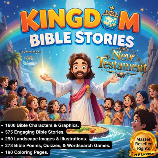 Kingdom Kids Bible Stories Mega Collection: 1,560 Graphics &  Characters, 265 Bible Stories | New Testament Bible Tales  | With Resale Rights