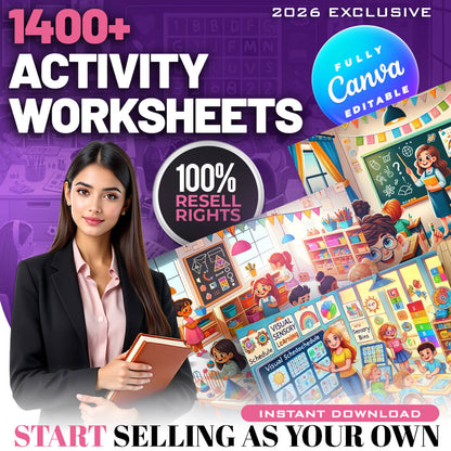 1400+ Activity Worksheets for Kids (PLR & MRR)