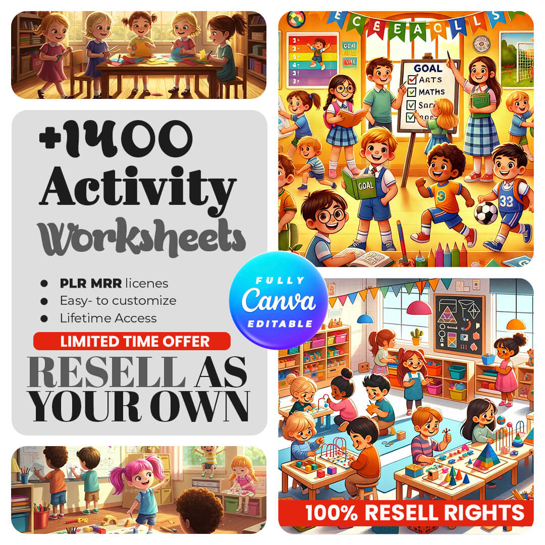 1400+ Activity Worksheets for Kids (PLR & MRR)