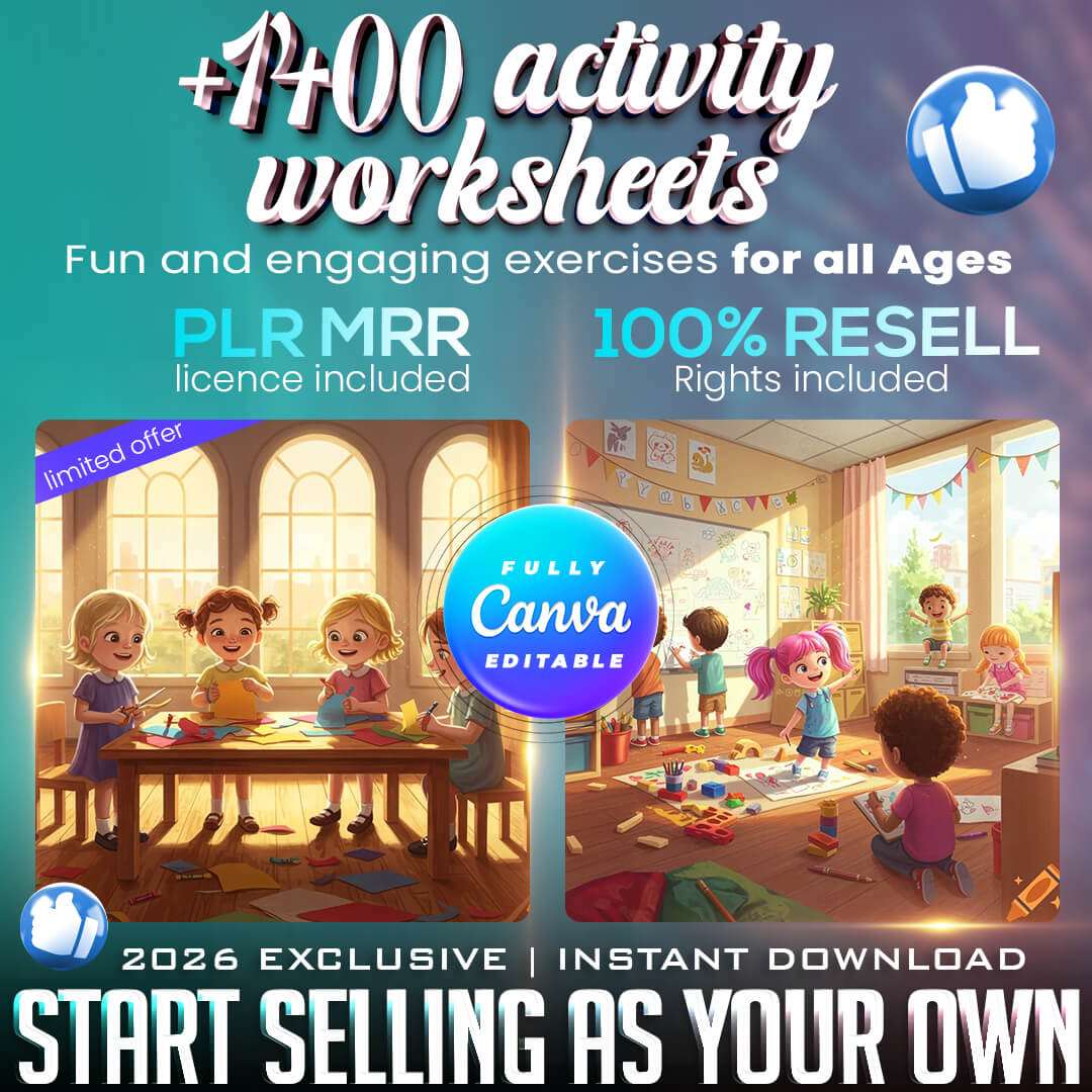1400+ Activity Worksheets for Kids (PLR & MRR)