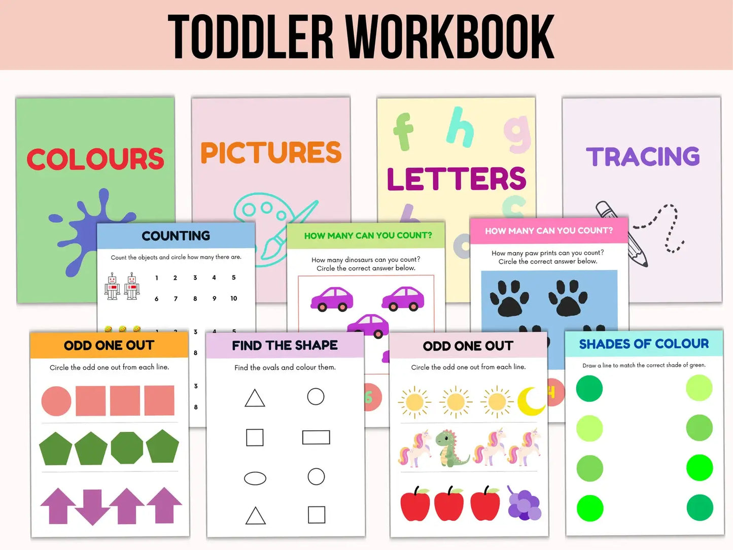 Toddler Workbook Bundle: Fun Learning Activities, Educational Content, Worksheets, Kids Bundle With Resell Rights