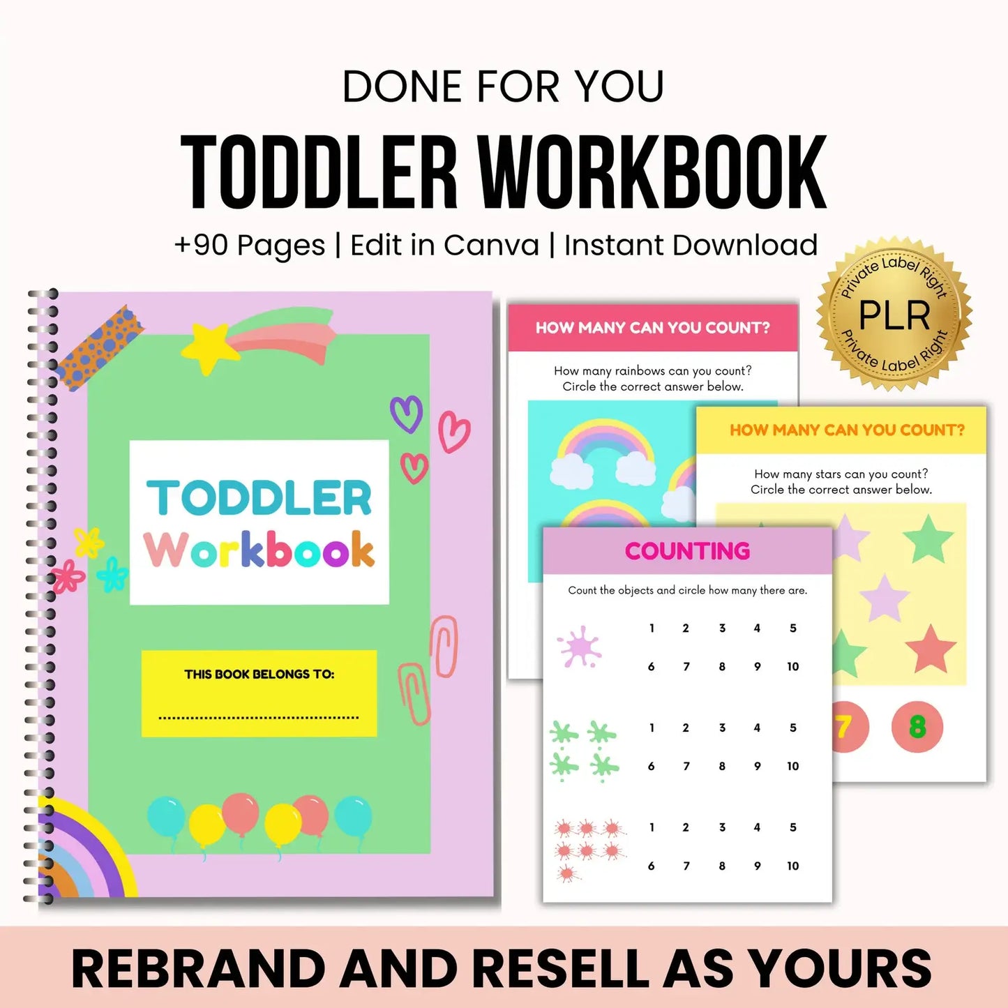 Toddler Workbook Bundle: Fun Learning Activities, Educational Content, Worksheets, Kids Bundle With Resell Rights