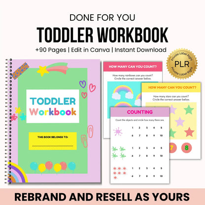 Toddler Workbook Bundle: Fun Learning Activities, Educational Content, Worksheets, Kids Bundle With Resell Rights